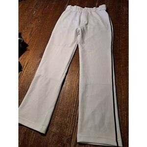 New Youth Large Rawlings Pro Dry White Baseball Pants with Black Stripe